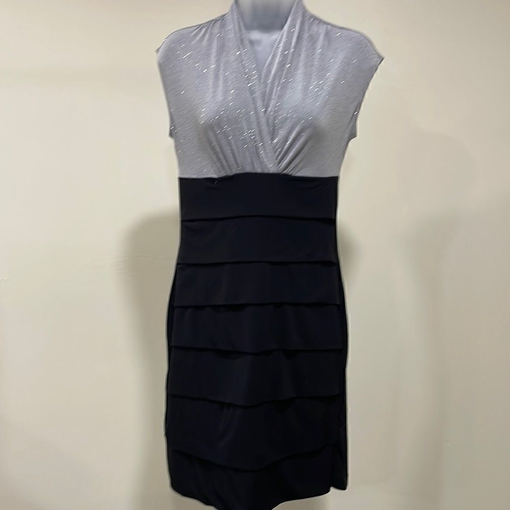NWOT Carole Little gray and black sequin dress. Size 6 S Small